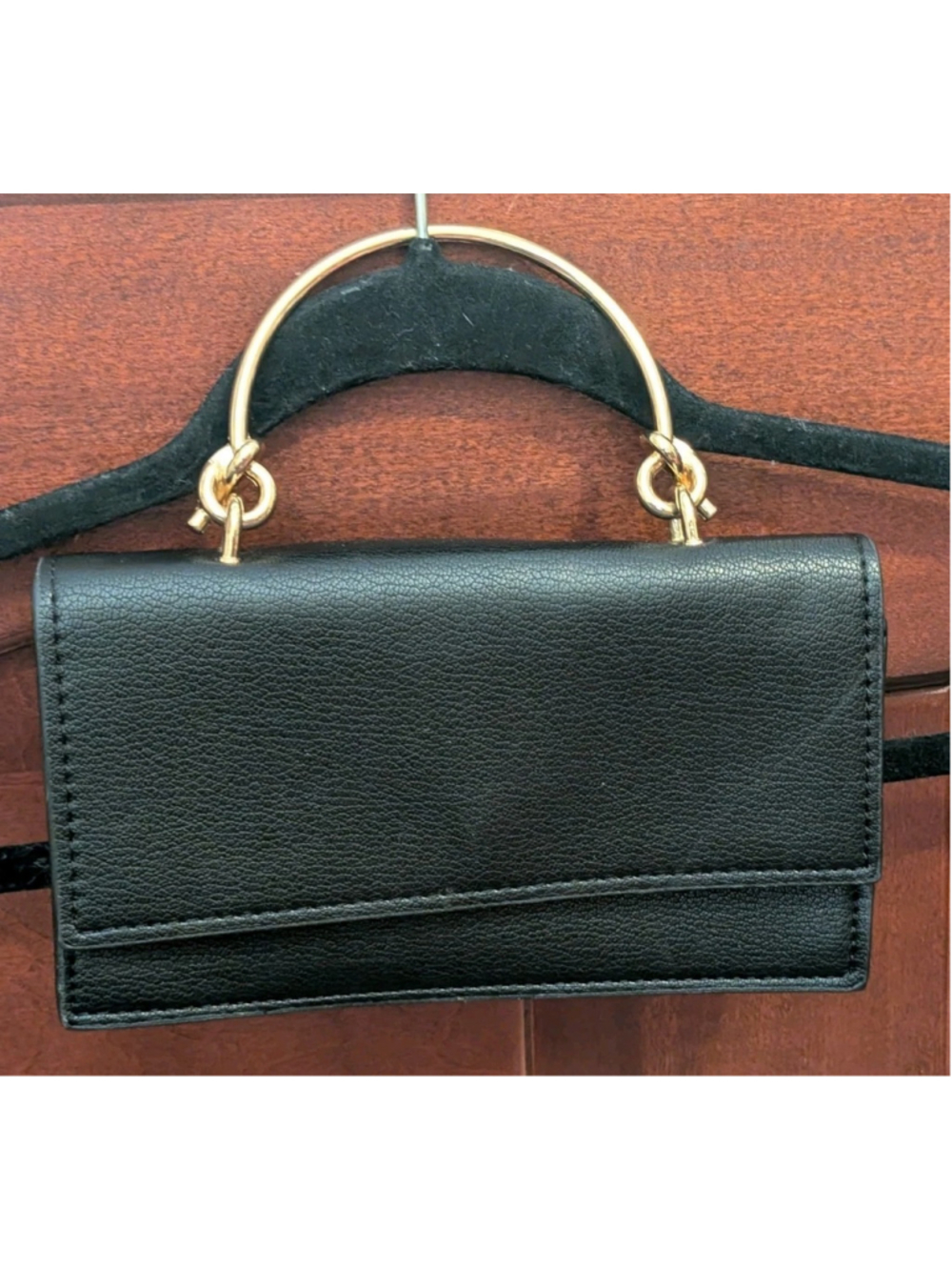 Sondra Roberts Squared Black Leather Hand/Shoulder Bag